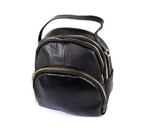 Жіноча сумка-рюкзак Vintage з натуральної шкіри чорного кольору
